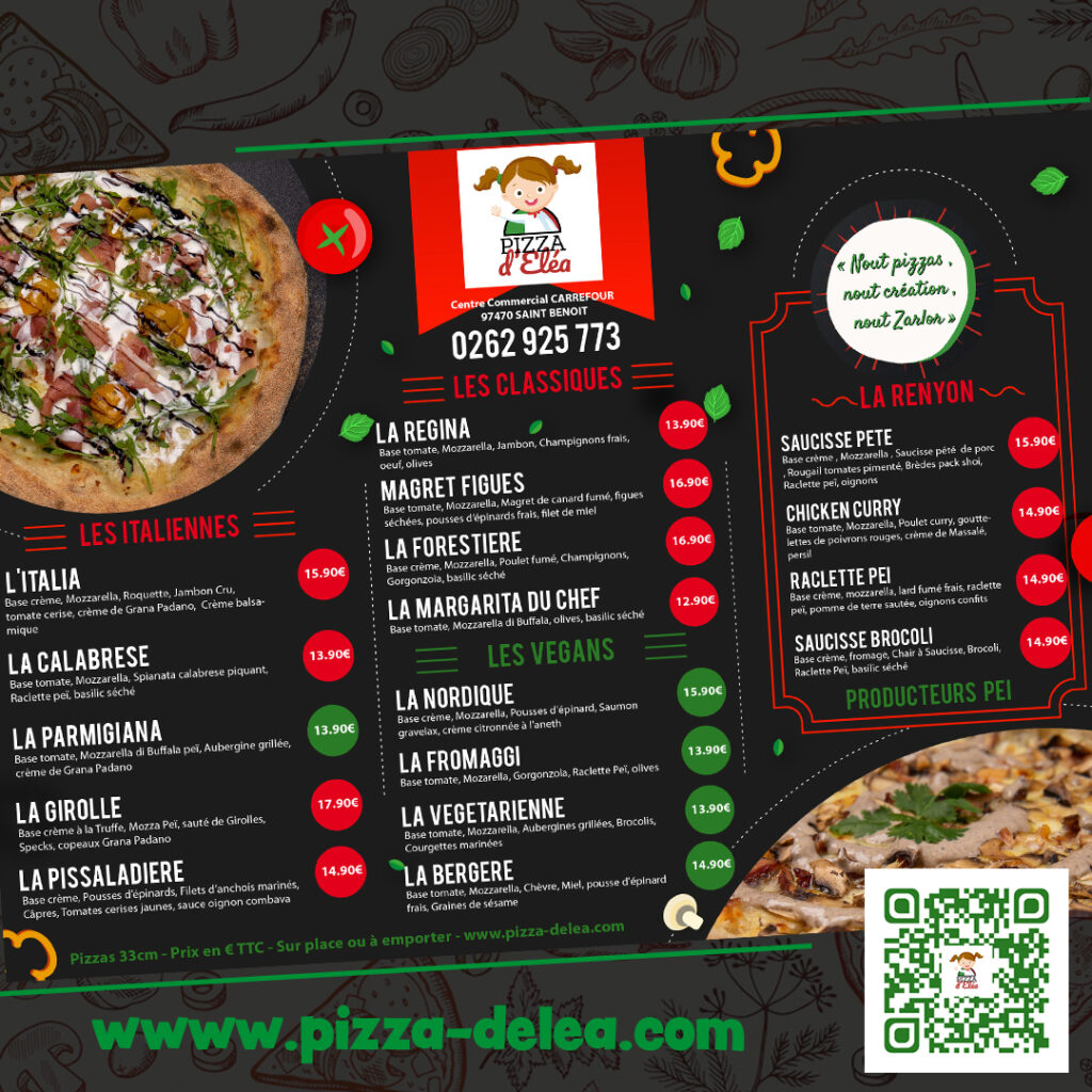 Pizza d’Elea | PAO Flyer | Carte des Pizzas
